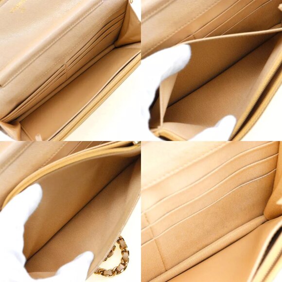 CHANEL Classic Chain Wallet Chain wallet Matelasse Purse beige/Gold Hardwa... - Picture 3 of 9